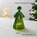 Green glass angel Christmas ornament with LED warm lights, 19cm height battery operated - Angel / Green