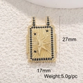 Macro detail of a 27mm gold tarot pendant with black zircon pavé and star pattern - Black Zirconia Starburst Sun