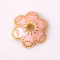 Perle d'espacement fleur rose et or avec émail cloisonné pour création de bijoux DIY - 7717 Or Rose (5 Pétales)