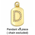 Macro shot of gold D-letter rectangular pendant with zircon inlays and glossy finish - Gold Letter D Pendant (Without Chain)