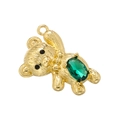 Pendentif ours plaqué or 18 carats avec pierre verte ovale sur fond blanc pur - Zircon Vert / Doré
