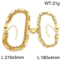 Bracelet magnétique cœur doré en acier inoxydable avec chaîne cubaine et trombone - Or (KB208407-Z)