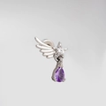 Titanium steel stud earring with purple zircon butterfly and silver wing design - Wings and Star Purple Teardrop (A28-4#) / Single Piece