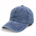 Classic washed cotton baseball cap in navy blue with a vintage six-panel design - Navy Blue