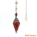 Red Jasper healing crystal pendulum pendant with vintage silver finish chain - Red Jasper