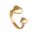 Detail of gold-plated stainless steel ring with elegant double heart design - Heart