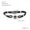 Bracelet pour homme en cuir tressé noir avec boussole en acier inoxydable et fermoir magnétique - Style Boussole de Gouvernail (ZH1855M)