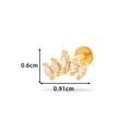 Golden stainless steel labret stud with five marquise zirconia stones crown design - Arc Crown (0169-9#) / Gold
