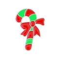 Detail shot of a candy cane enamel brooch with red and green stripes and a bow - 10 White K Candy Cane