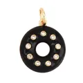 Mini round doughnut pendant in black enamel with gold plating and white zircons - Black Diamond Studded Donut Pendant (AAF7069-Black)