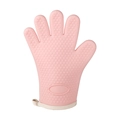 Pink silicone oven mitt with anti-slip heart texture and convenient hanging loop - 105g Version / Sunstone