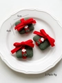Three handmade dark green felt gift box ornaments with red bows for Christmas DIY crafts - Gift Box / Set of 3 / Green