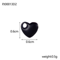 Detail view showing a black enamel heart charm with dimensions of 0.6cm and weight of 0.5g - Bright Black