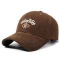 Classic dark brown cotton baseball cap featuring white WakgeRoffe logo embroidery - Adjustable / Coffee