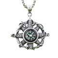 Compass pendant necklace in vintage silver stainless steel with star metal frame - Steel Color Pendant (Without Chain) (B0412)
