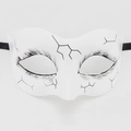 Detailed view of Day of the Dead mask with realistic black cracks and elastic headband - 2025 Dark Crackle Basic