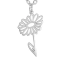 Hollow birth flower pendant in silver finish with delicate petal and leaf details - Steel Color Daisy