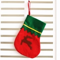 Mini chaussette de Noël porte-couverts en feutre rouge avec motif renne marron - Cerf