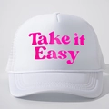 Casquette trucker blanche avec imprimé Take it Easy et maille filet arrière - Taille unique / Blanc