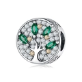 S925 sterling zilveren Levensboom bedel met groene en gele stenen en pavé-zetting - Groen Geel Zirkon Pave Boom