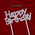 Sparkling rhinestone Happy Birthday cake topper with white lettering on red background - Rhinestone Happy Birthday