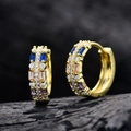 Boucles d'oreilles créoles dorées en argent S925 serties de zircons colorés - Doré