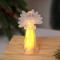 Dettaglio angelo in acrilico LED con luce calda e glitter dorati per decoro natalizio - Stile Lettura
