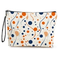 Borsa cosmetica portatile con motivi geometrici arancioni e blu e chiusura a cerniera - Motivo Astratto a Onde e Puntini Bianco (Stile 1)