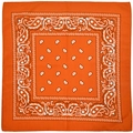 Classic orange paisley bandana square wrap with black and white hip hop pattern - Orange Red