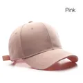 Classic pink adjustable cotton baseball cap featuring a six-panel structured design - Adjustable / Pink