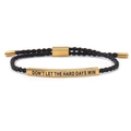 Adjustable black rope bracelet with a gold-plated engraved bar for couples - Black Gold Style (JS-B25111503B)