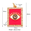 Rechteckiger Evil Eye Anhänger in Gold und Rot mit Zirkon-Umrandung - M915705-Rose Rosenroter Rechteckiger Anhänger Mit Bösem Blick