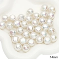 14mm runde weiße irisierende Kunstperlen für DIY-Schmuck und handgefertigte Ketten - Stil 87 Unregelmäßig Facettierte Runde 14mm Weiß 2 Stk./Packung