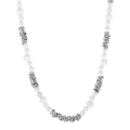 Bohemian style beaded necklace with white frosted cat-eye stones and silver steel rings - Silver Necklace (KN229611-Z)