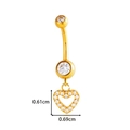 Gold titanium belly ring with heart pendant and clear cubic zirconia gemstones - Gold Heart Pendant Style (T2530-8#Gold)