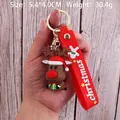 PVC reindeer Christmas keychain with red hat, gift box, and red silicone strap - Christmas Reindeer-6