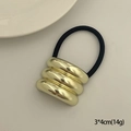 Golden geometric wave hair tie with black high-elastic rope in 3x4cm sizing - Triple Row Gold