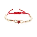 Adjustable red string bracelet with gold beads, infinity symbol, and a red star charm - Five-pointed Star + Copper Beads Red Rope