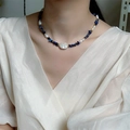 Baroque pearl and blue lapis lazuli stone bracelet with adjustable gold finish clasp - Lapis Lazuli Baroque Pearl Necklace