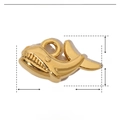 Polished gold whale pendant in stainless steel measuring 16mm x 8mm with hanging loop - Whale