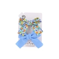 Two-piece floral and blue fabric bow hair clips for girls on white card - 6# Blue Dot Sky Blue Set of 2
