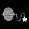 Infusor de té en forma de huevo de acero inoxidable con colgante de cristal de estrella - Cristal de roca