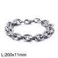 Detail of silver stainless steel chain bracelet with lobster clasp and 200x11mm dimensions - Silver (KB126617-Z)