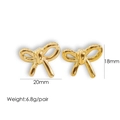 Detailed view of 14K gold-plated bow earrings with size 20mm by 18mm dimensions - 1066-Gold Bow