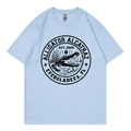 Light blue crew neck T-shirt featuring Alligator Alcatraz circular graphic print - Light Blue 317