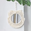 Handwoven macrame cat ear wall mirror with tassels for Nordic home decor - m0750/Cat Ear Shape Style