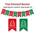 Red and green Merry Christmas felt banner with white tree icons and 3m rope length - Thick Felt (Hollow Tree Flags)