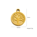 14K gold stainless steel round tree of life pendant DIY accessory 10x8.5mm - 28 Tree of Life