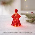 Luminous red glass angel ornament for Christmas tree decor, LED light-up 13cm glass figurine - Red Christmas Angel