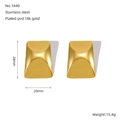 Orecchini rettangolari in acciaio inossidabile placcato oro 18K, misura 28mm x 20mm - Oro 18K / Oro